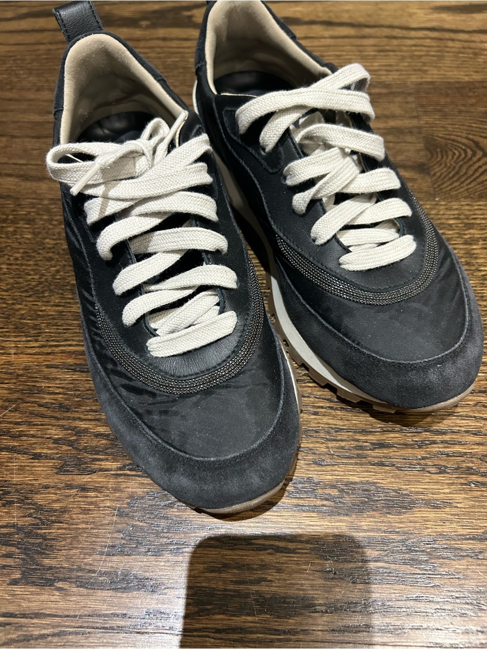 Brunello Cucinelli Black Sneakers with Cream Laces